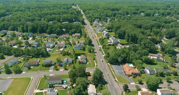 Panorama View Over the Small Town Landscape Suburb Homes Sleeping Area Roof Houses in Monroe New