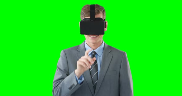 Businessman using virtual glasses