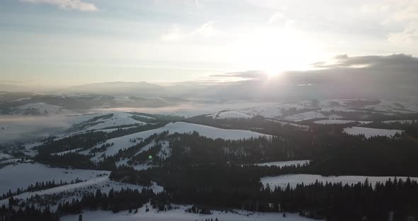 Aerial Shot of Majestic Sunrise in the Mountains