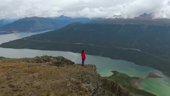 Adventurous Girl Hiking Up Nares Mountain