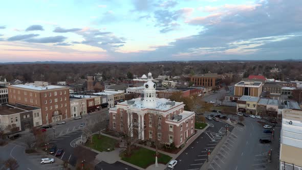 Murfreesboro Town Square Angled Flyover  in December 2020 sunset Joy Holiday