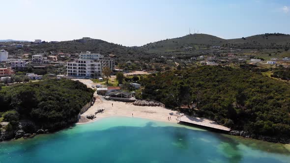 Aerial View of a White Sandy Beach