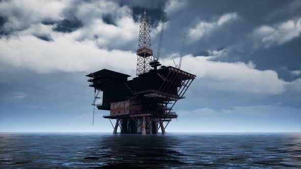 Large Pacific Ocean Offshore Oil Rig Drilling Platform