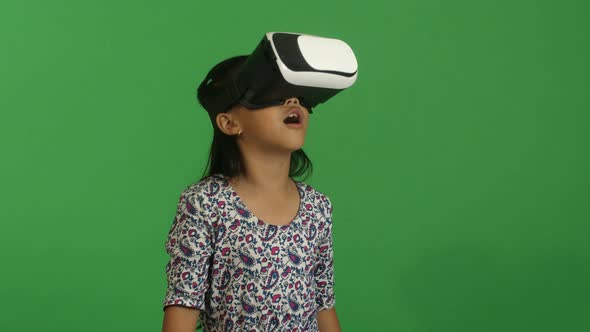 Happy Little Girl In Virtual Reality World