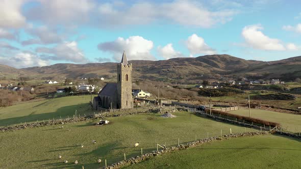 Aerial View of the Church of Ireland in Glencolumbkille  Republic of Ireland