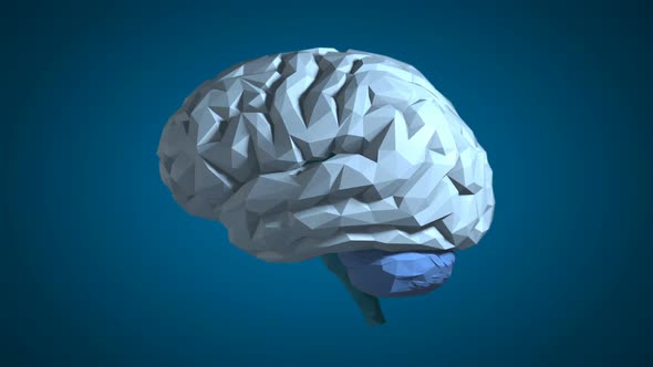 Low Poly Brain – Blue