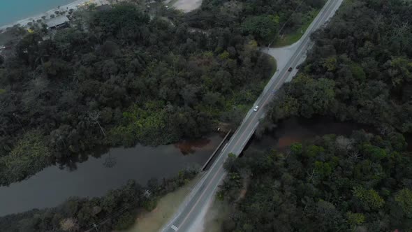 4k aerial footage brazilian rio-santos road