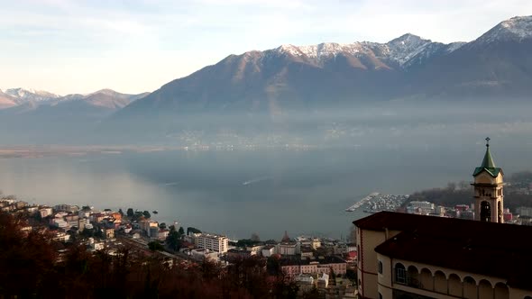 Madonna del Sasso Sanctuary above Locarno on the lake Maggiore and close to Swiss Alps in Ticino the