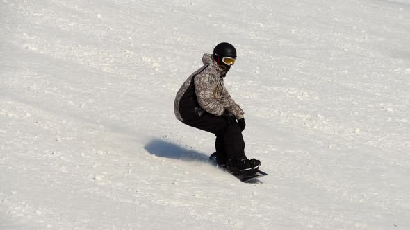 Snowboarding in the Winter Resort