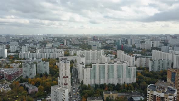 Flying Over a Huge Residential City Area