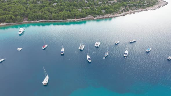 Aerial Drone Shot of Marina Bay in Adriatic Sea, Croatia