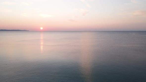 Aerial View Dawn Over Sea