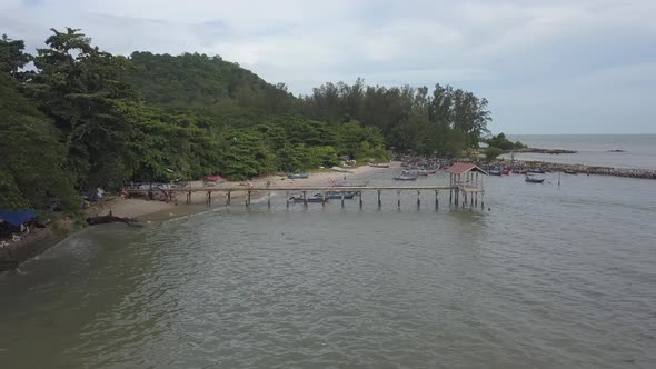 Aerial view of fishing jetty.