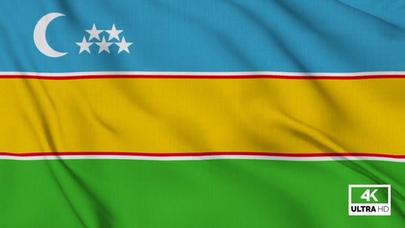 Karakalpakstan Flag Waving Slowly Looped