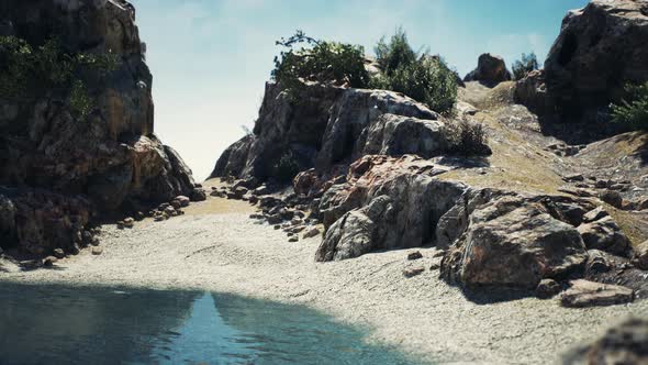 Coastal View of a Sand Beach with Cliffs