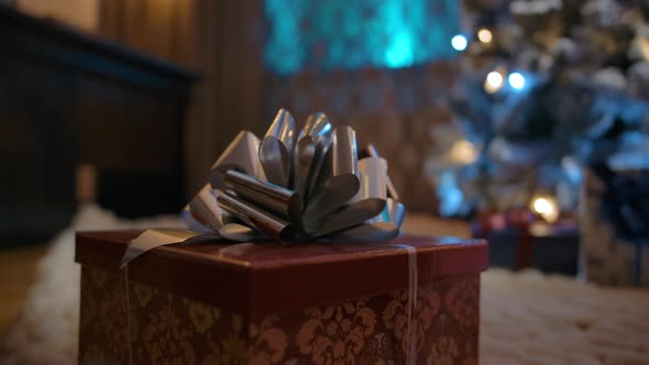 The Camera Revolves Around a Christmas Present