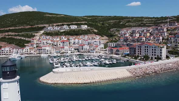 Aerial View of Harbor and Mole of Lustica