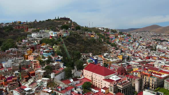 Monumento de al Pipila, Statue in Guanajuato, Mexico, Drone Shot 4K