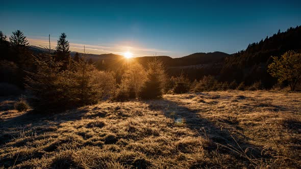 Golden Sunrise on Winter Hills