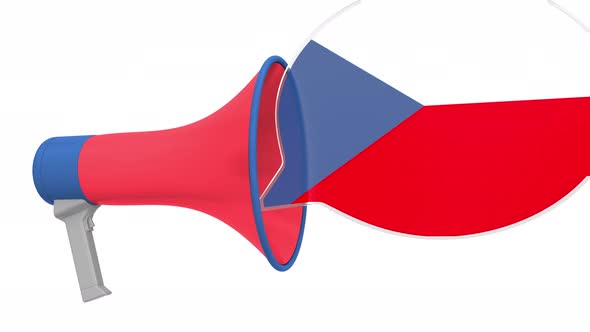 Megaphone and Flag of the Czech Republic on the Speech Balloon