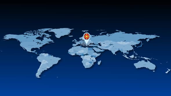 North Macedonia Location Tracking Animation On Earth Map