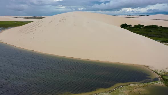 Jericoacoara Ceara Brazil. Scenic sand dunes and turquoise rainwater lakes