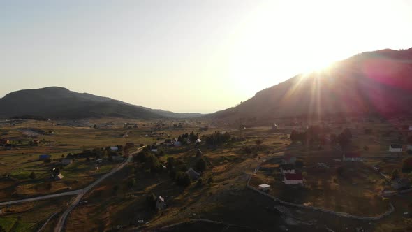 Aerial Shot of the Mountain Village of Korita in Montenegro