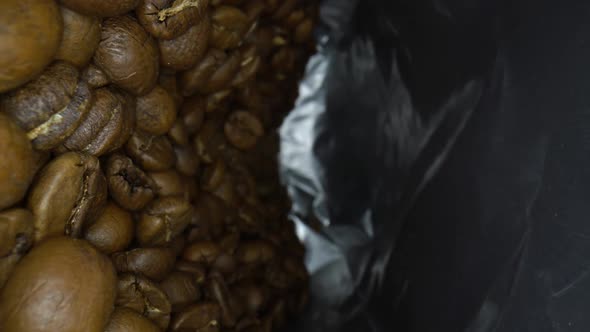 Macro Video Inside a Packet of Coffee Beans