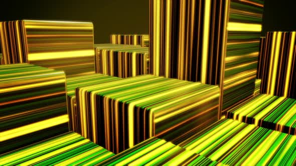 Abstract bright neon cubes
