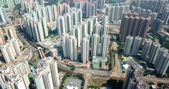 Top view of cityscape of Hong Kong 