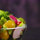 Fresh vegetable salad from cucumber, tomato and lettuce on black background - VideoHive Item for Sale