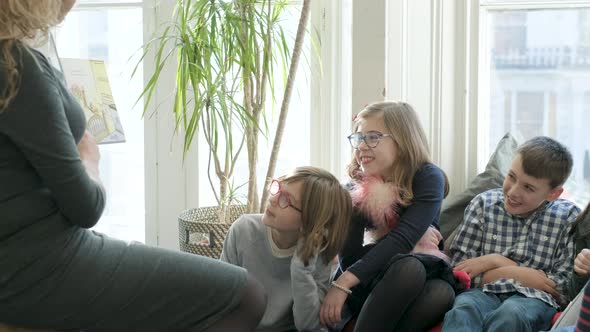 Children in a classroom during story time