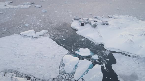 Antarctic Vernadsky Station Aerial Zoom Timelapse