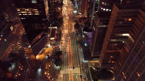 Night scape downtown Sao Paulo Brazil. Night city landscape of downtown district