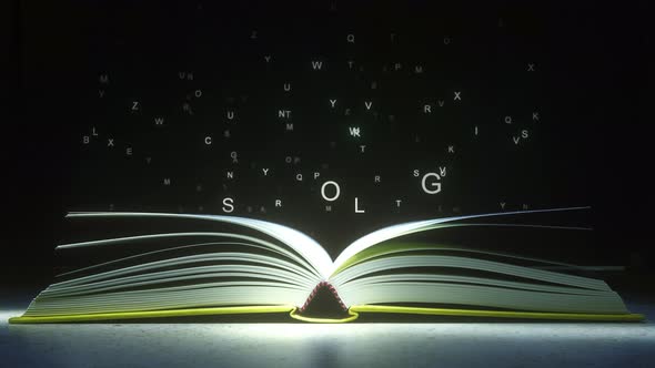 Letters Fly Off the Open Book Pages to Form ASTROLOGY Text