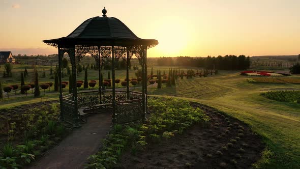 Scenic Landscape of Beautiful Summer Park Dobropark at Sunrise Motyzhyn Ukraine