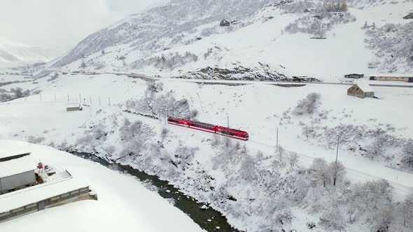 Snow Train in Switzerland Used to Shuttle Passengers and Skiers to Ski Resorts