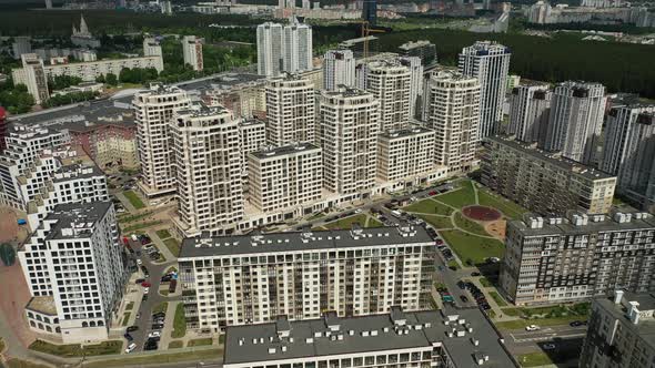 View From the Height of the New District in the City of Minsk.Architecture of the City of Minsk.A