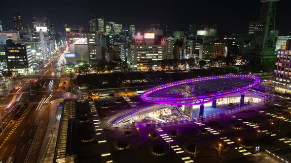 Nagoya Transport Intersection Oval Square at Night