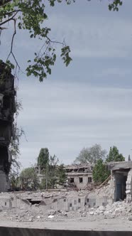 Vertical Video of a House Destroyed By the War in Ukraine