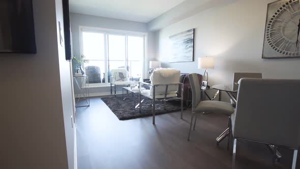 Modern and stylish living room in a condo unit.