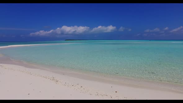 Aerial scenery of paradise bay beach vacation by blue sea with white sand background of a dayout nea