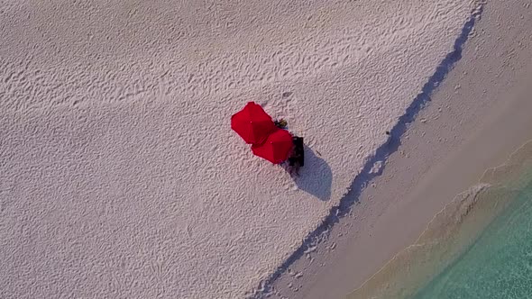 Aerial drone panorama of sea view beach by blue ocean with sand background