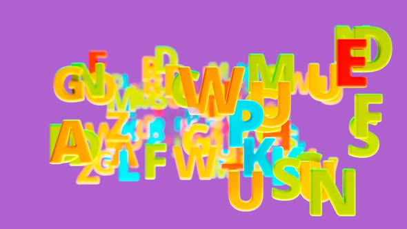 Endless colorful bright letters in seamless looping animation. Education. 4k HD