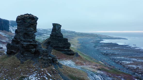 Dva Brata, Murmansk. Two weathering rocks. Two weathering rocks on the Rybachy Peninsula.