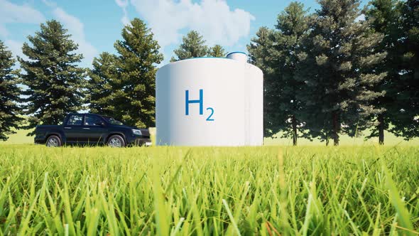 H2 Hydrogen Fuel Tank Energy Electricity Innovation Ecology Concept Clean Energy Sustainable Power