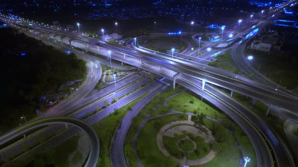 4K : Aerial hyperlapse drone shot of fast moving Highway road.