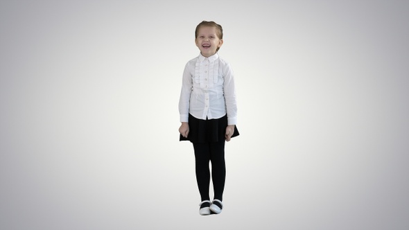 Happy Laughing Child Girl on Gradient Background