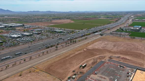 Classic Panorama View of an Freeway Interchange the Traffic Across America on During Rush Hour Near