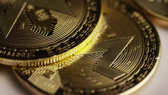 Rotating shot of Bitcoins